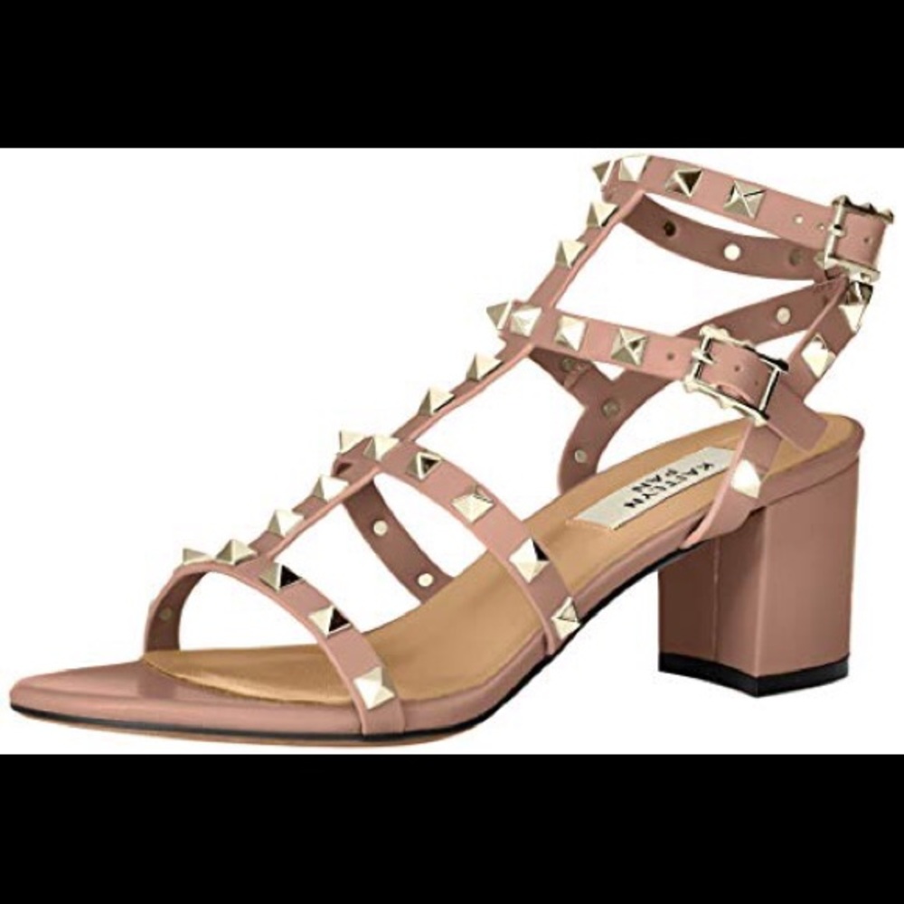 Kaitlyn Pan Nude Pink Studded Block Sandal